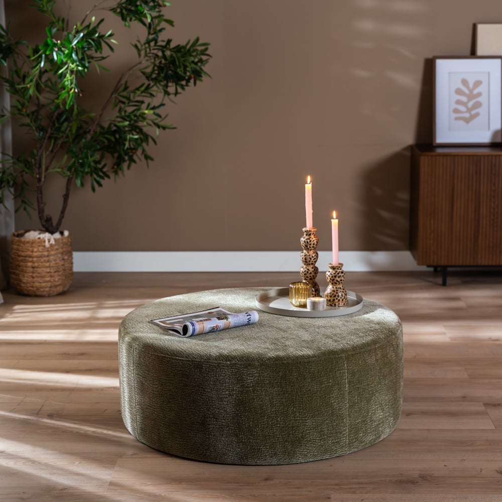 Pouf Chloe rond chenille vert ø100 cm