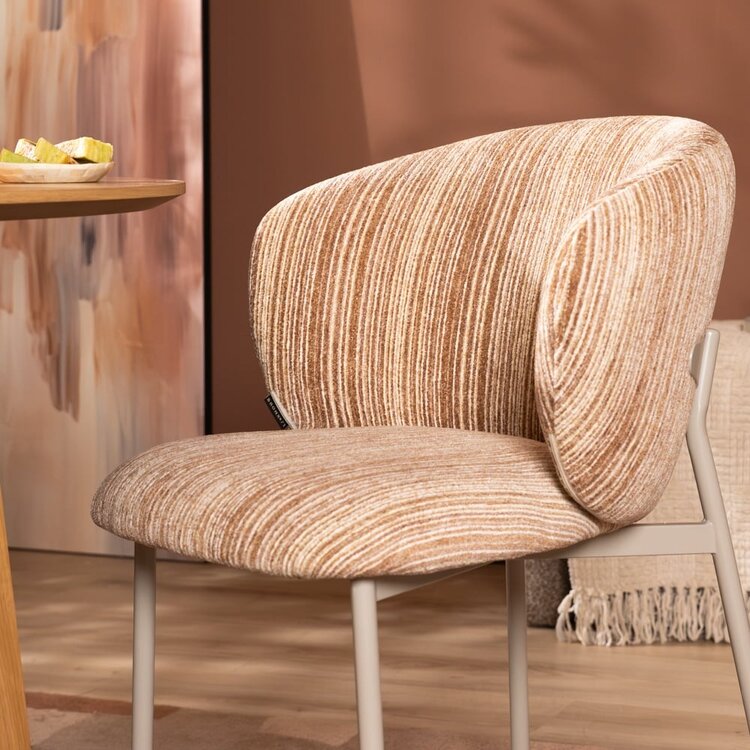 Chaise de salle à manger Milo chenille beige/pink