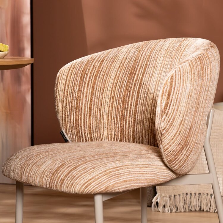 Chaise de salle à manger Milo chenille beige/pink