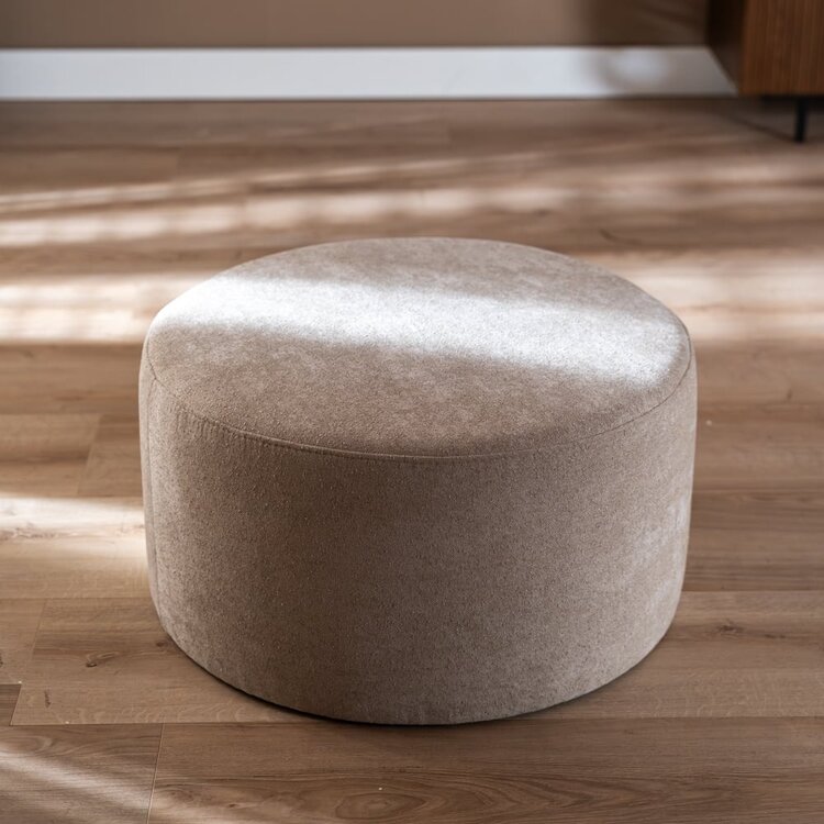 Pouf Blair rond chenille beige ø70 cm