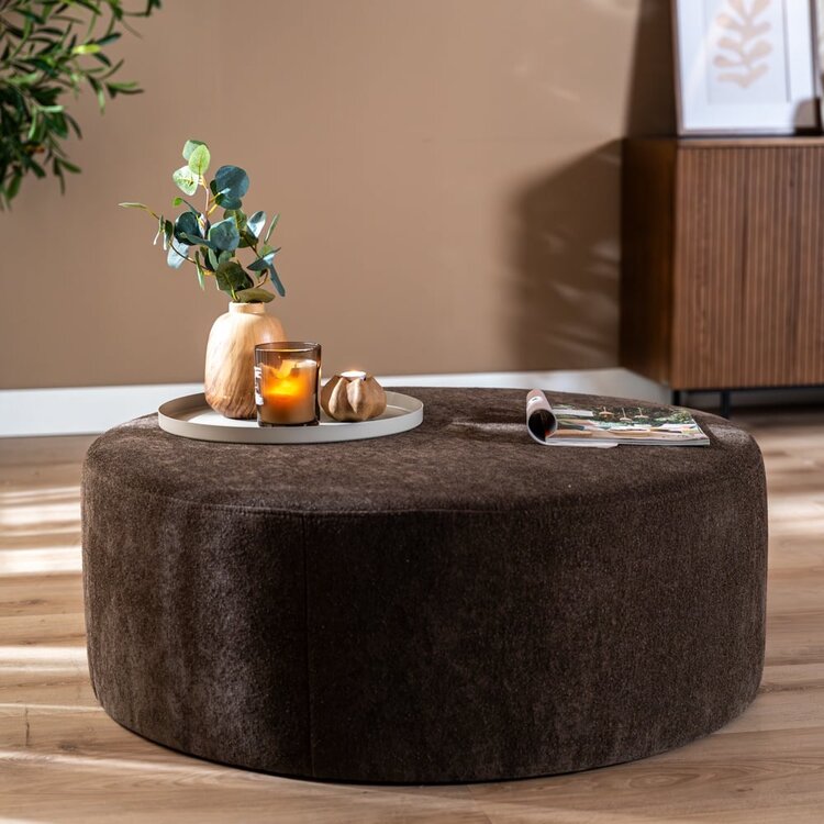 Pouf Blair rond chenille brun ø100 cm