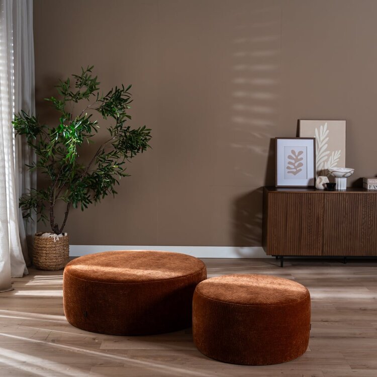 Pouf Chloe rond chenille terracotta ø70 cm