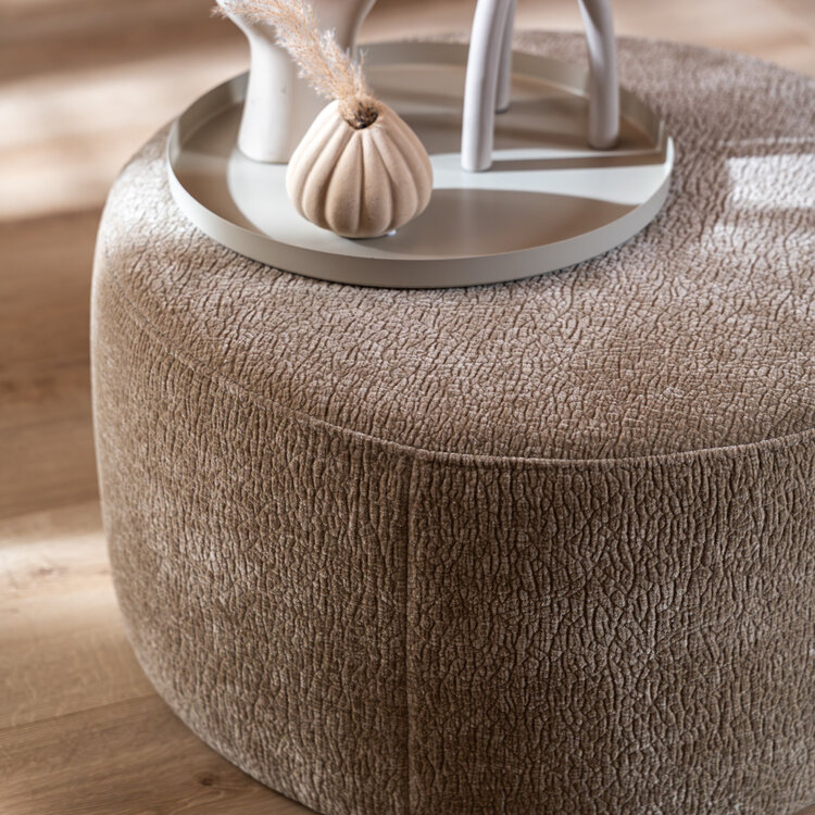 Pouf Chloe rond chenille taupe ø70 cm