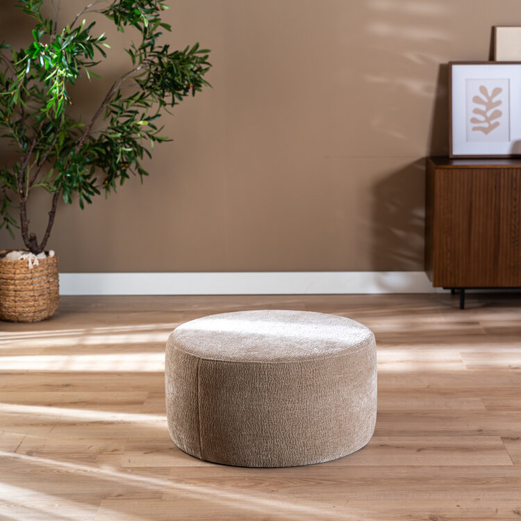 Pouf Chloe rond chenille taupe ø70 cm