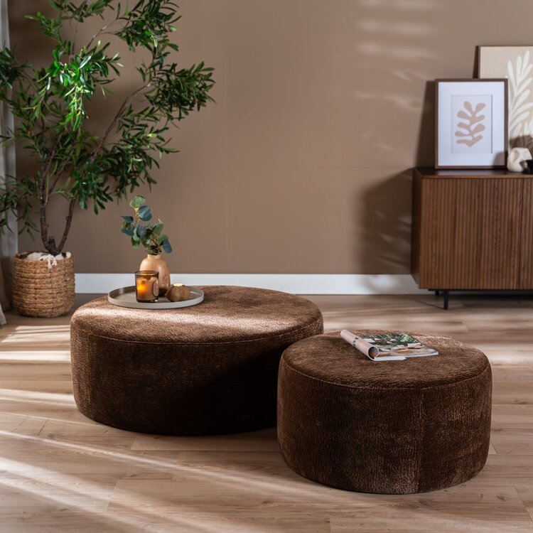 Pouf Chloe rond chenille chocolate brown ø100 cm