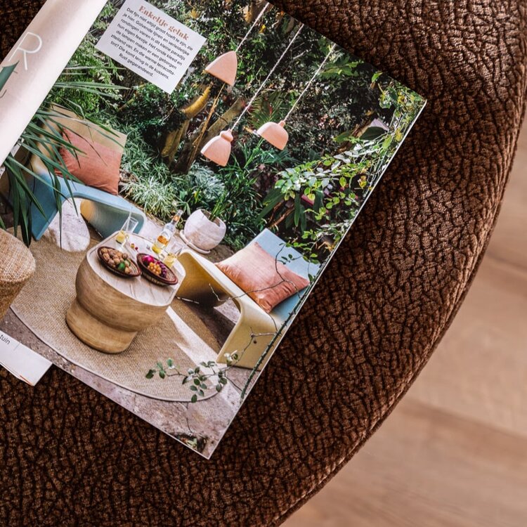 Pouf Chloe rond chenille chocolate brown ø100 cm
