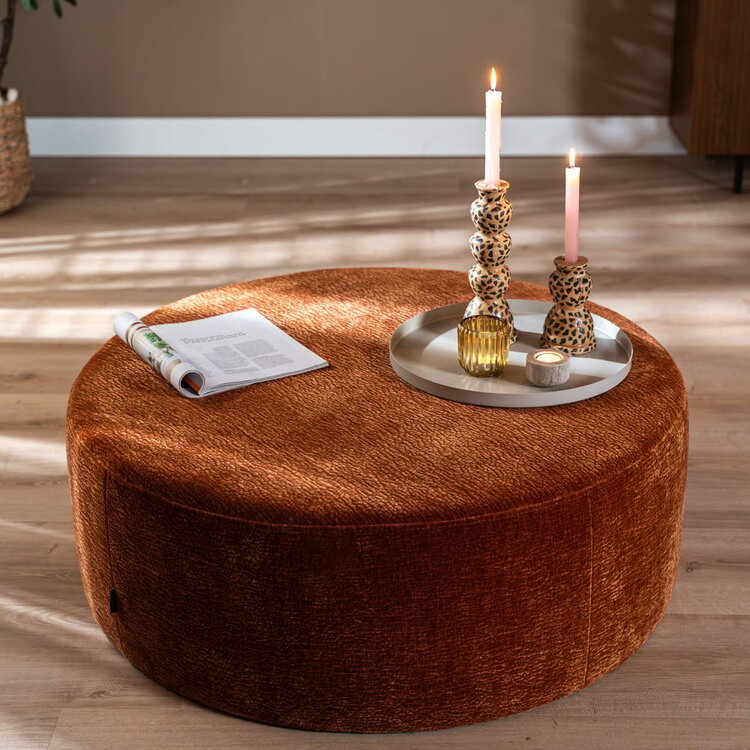 Pouf Chloe rond chenille terracotta ø100 cm