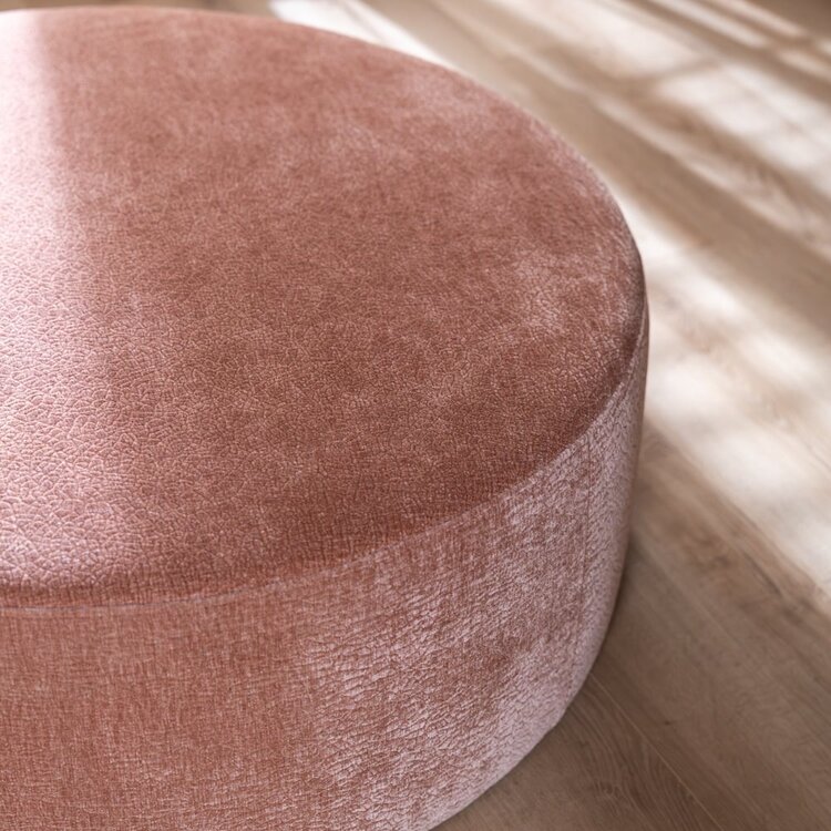Pouf Chloe rond chenille rose ø100 cm