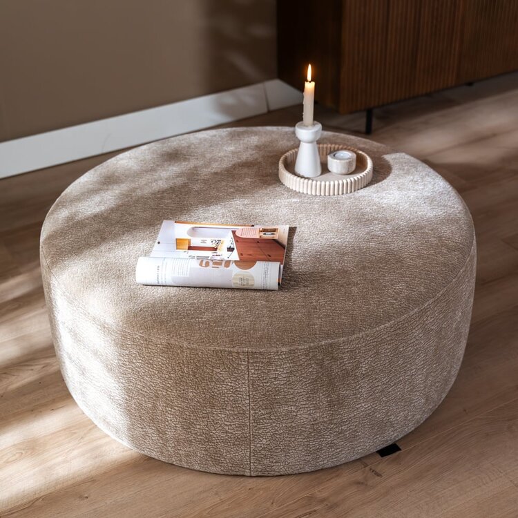 Pouf Chloe rond chenille taupe ø100 cm