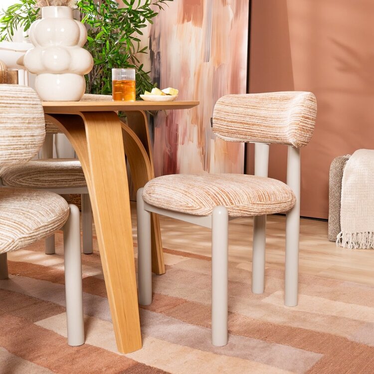 Chaise de salle à manger Bolt chenille beige/pink
