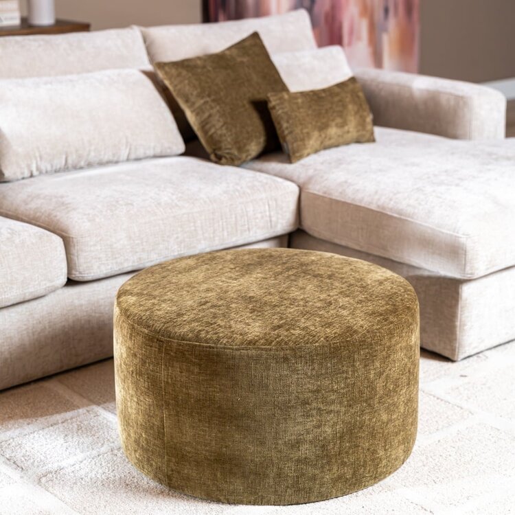 Pouf Elle rond chenille vert ø70 cm