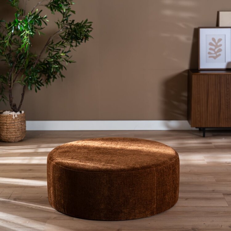 Pouf Elle rond chenille cuivre ø100 cm