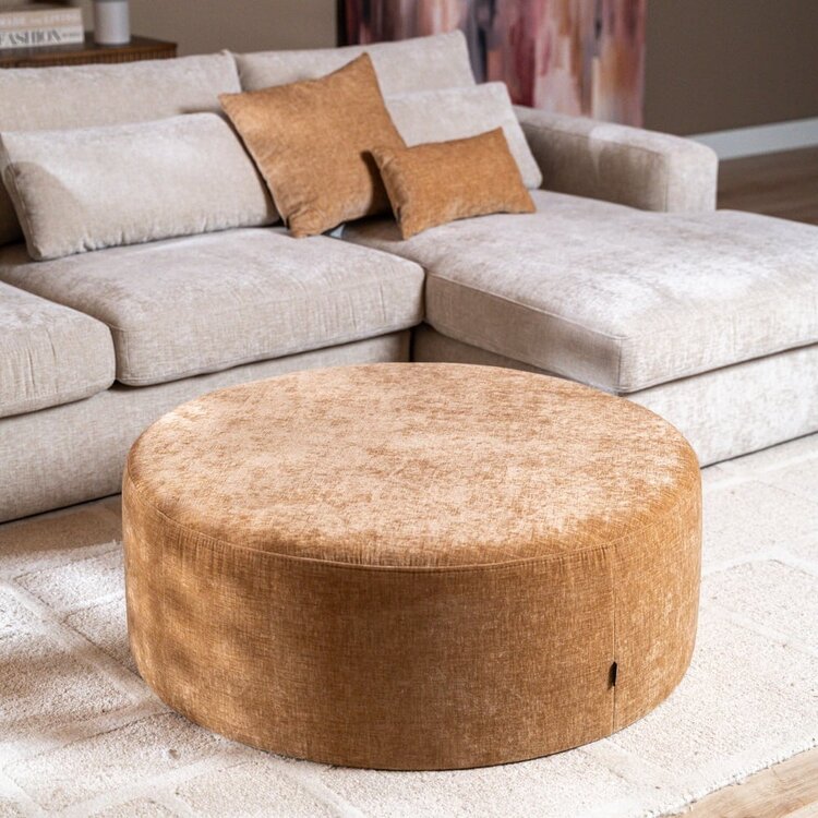 Pouf Elle rond chenille peach Ø100 cm