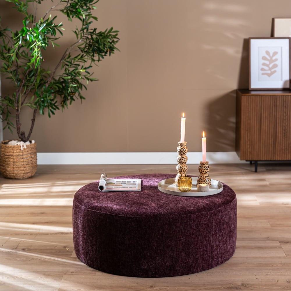 Pouf Elle rond chenille violet ø100 cm