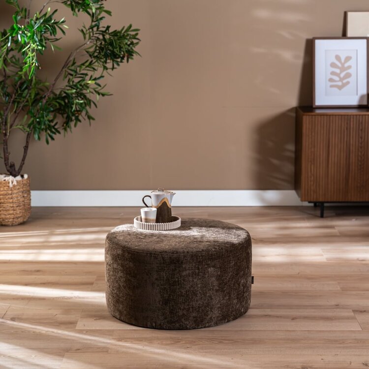 Pouf Elle rond chenille mocha ø70 cm