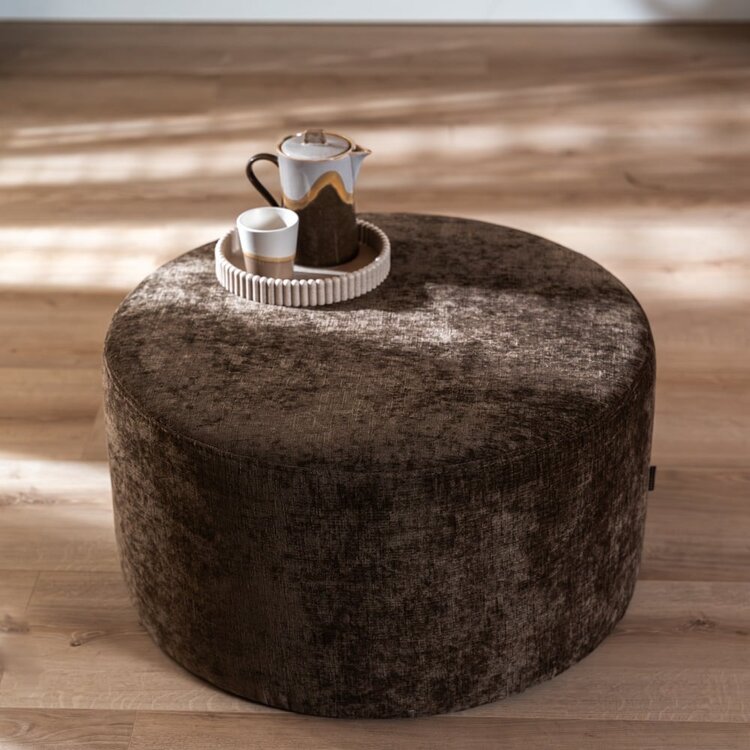 Pouf Elle rond chenille mocha ø70 cm