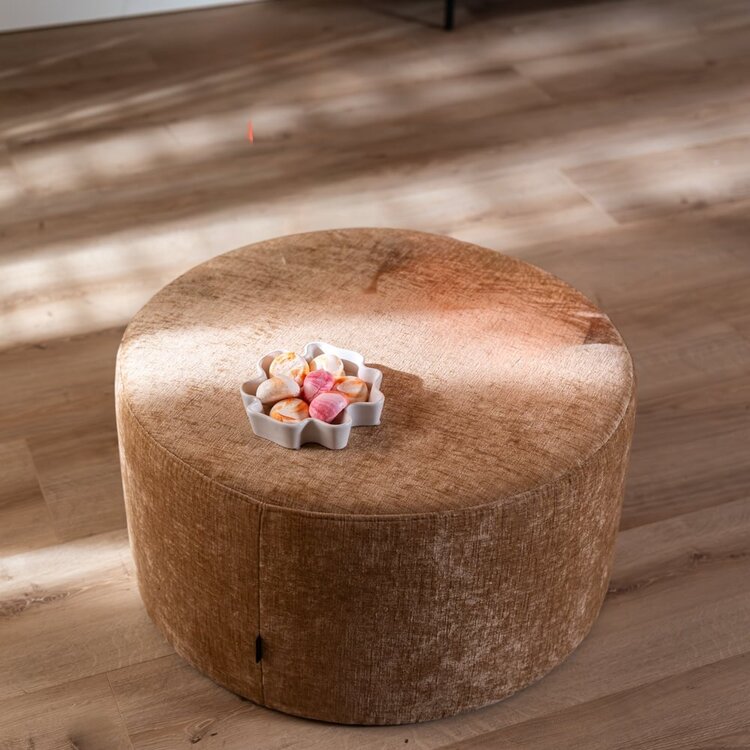 Pouf Elle rond chenille peach ø70 cm