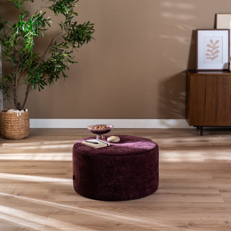 Pouf Elle rond chenille violet ø70 cm