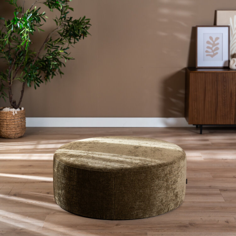 Pouf Elle rond chenille vert ø100 cm
