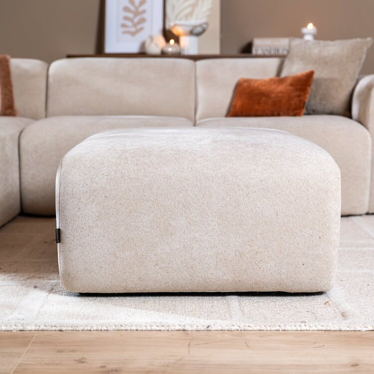 Pouf Maine en chenille beige