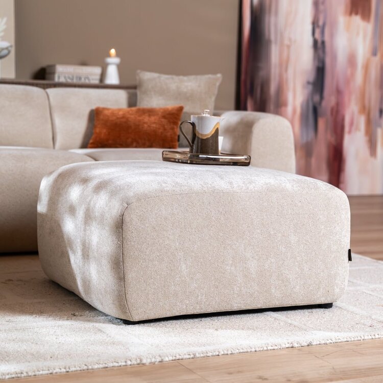 Pouf Maine en chenille beige