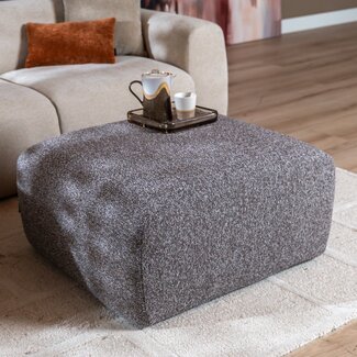 Pouf Maine en bouclé brun/gris