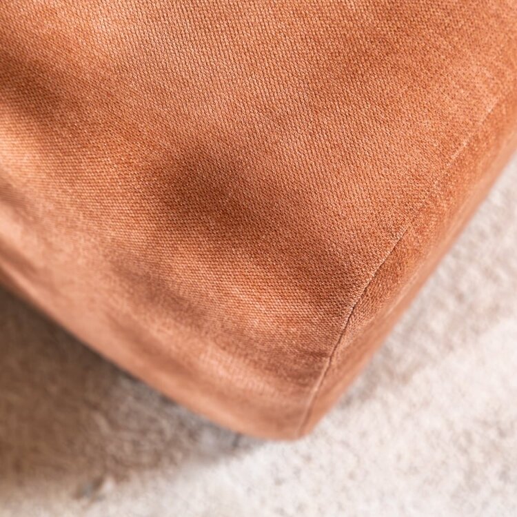 Pouf Maine en tissu chiné terracotta