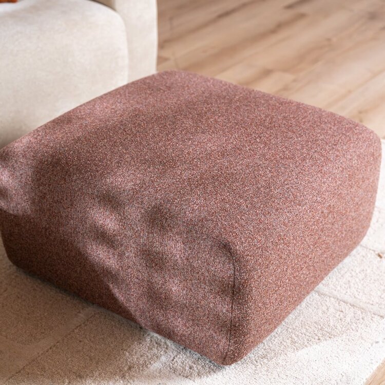 Pouf Maine en bouclé rouge/rose