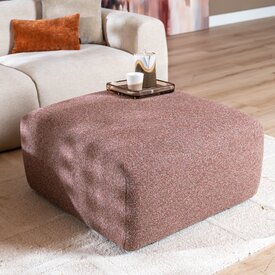 Pouf Maine en bouclé rouge/rose