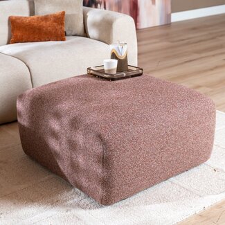 Pouf Maine en bouclé rouge/rose