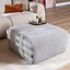 Pouf Maine en tissu chiné taupe