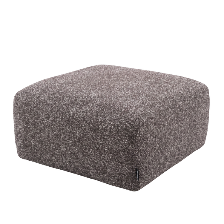Pouf Maine en bouclé brun/gris
