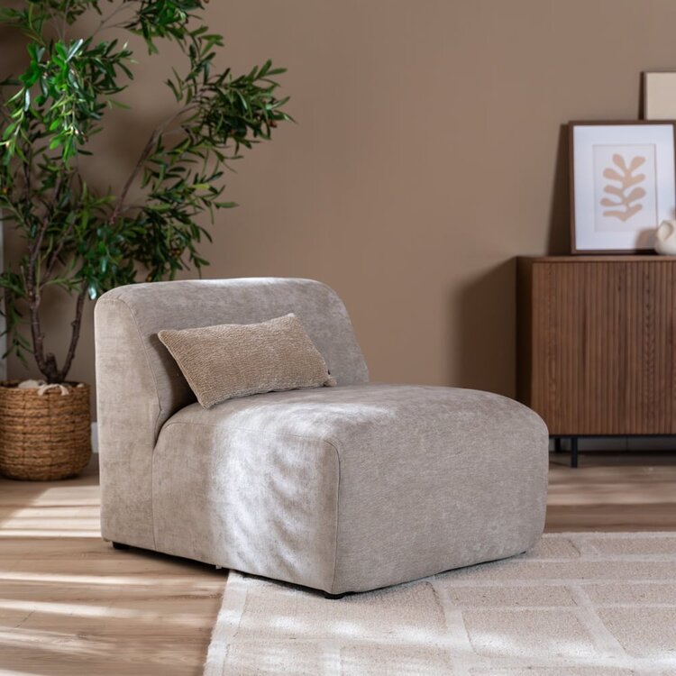Fauteuil Maine en tissu chiné taupe