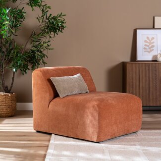 Fauteuil Maine en tissu chiné terracotta