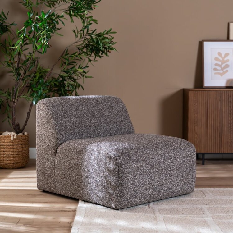 Fauteuil Maine en bouclé brun/gris