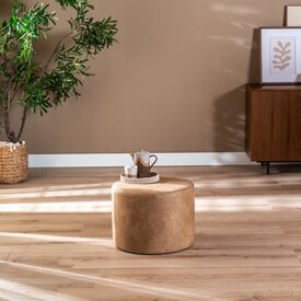 Pouf éco-cuir Kyla beige
