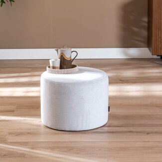 Pouf scandinave Myles tissu chiné blanc