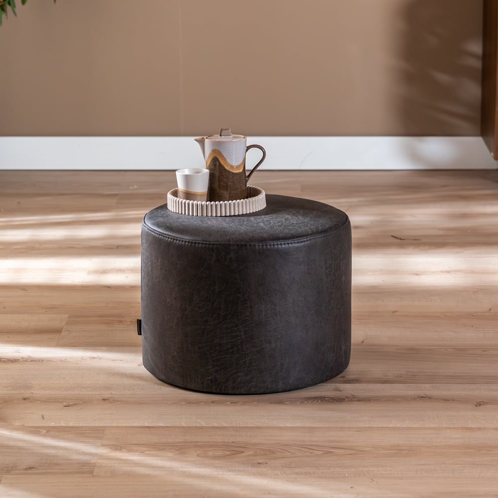 Pouf éco-cuir Kyla anthracite