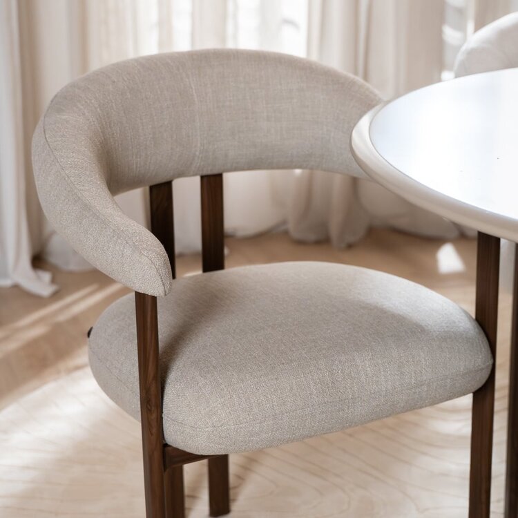 Chaise de salle à manger Nori en lin taupe