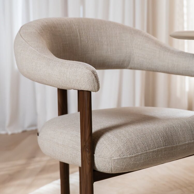 Chaise de salle à manger Nori en lin taupe