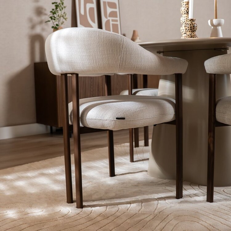 Chaise de salle à manger Nori en lin off white