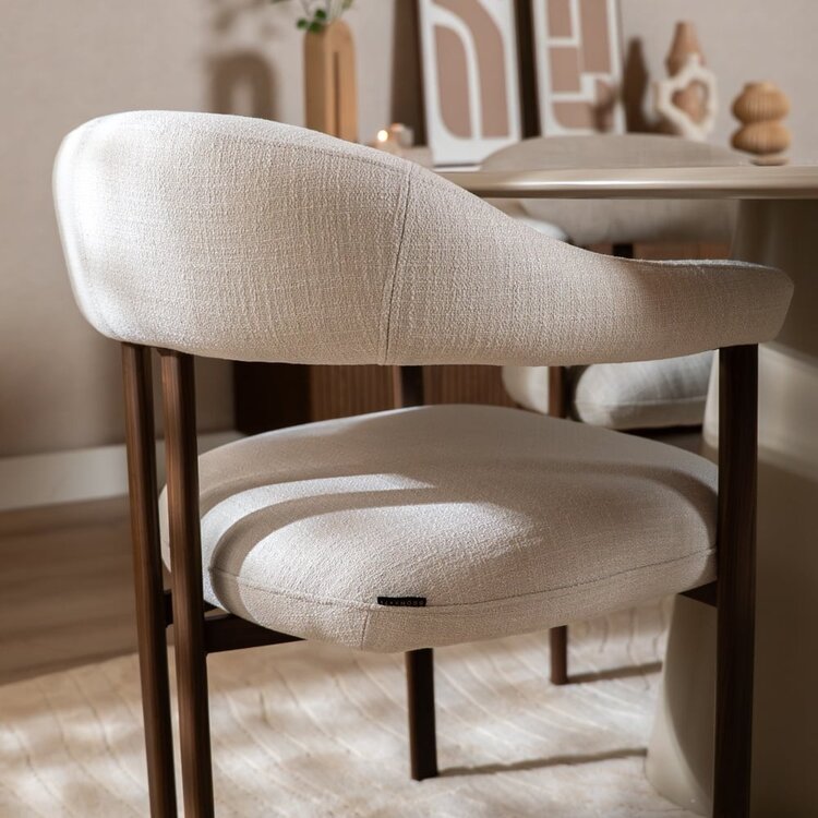 Chaise de salle à manger Nori en lin off white