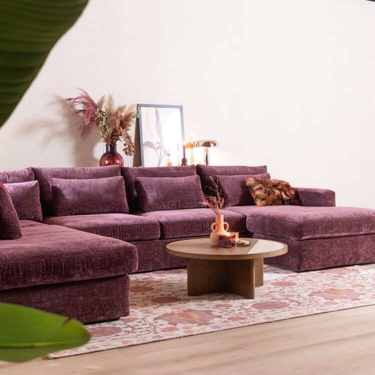 Canapé en U Kyle 6 places chenille violet