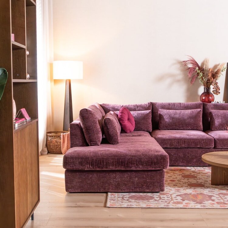 Canapé en U Kyle 6 places chenille violet