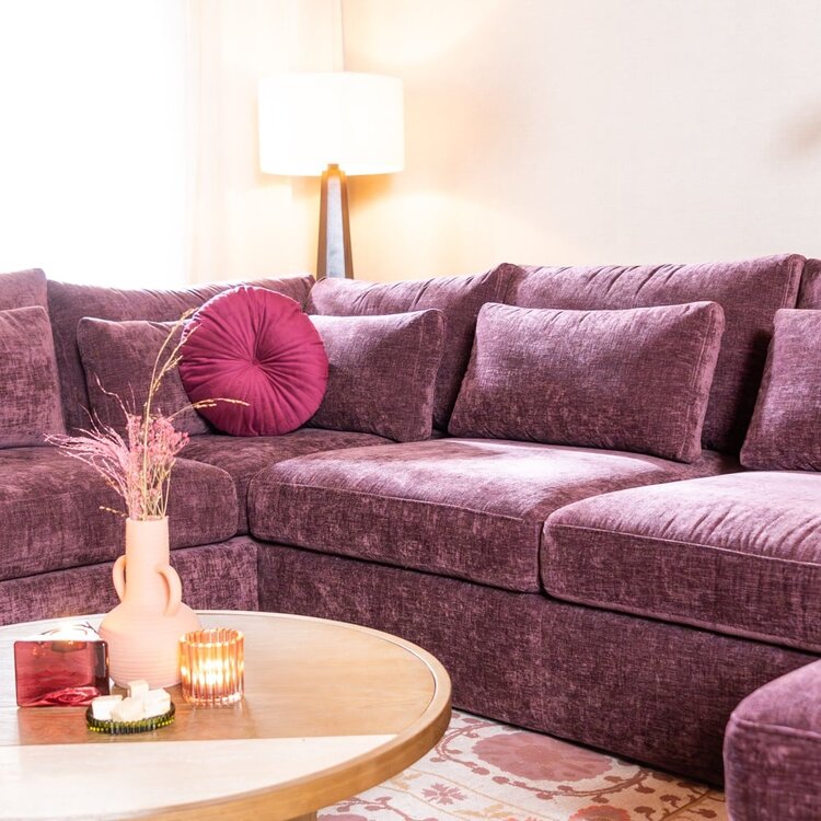 Canapé en U Kyle 6 places chenille violet