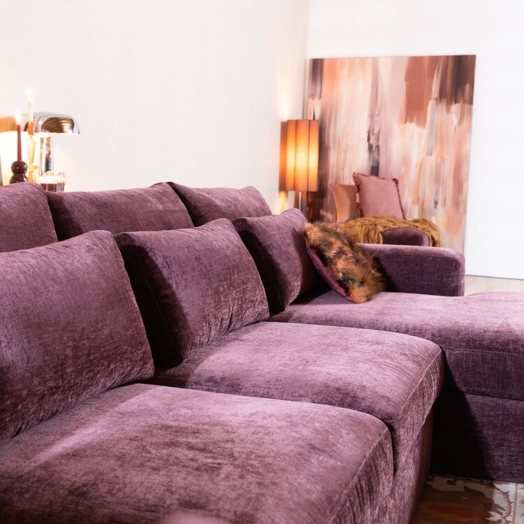 Canapé en U Kyle 6 places chenille violet