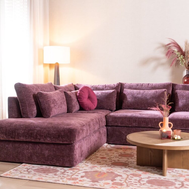 Canapé en U Kyle 6 places chenille violet