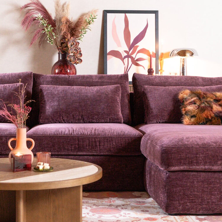 Canapé en U Kyle 6 places chenille violet