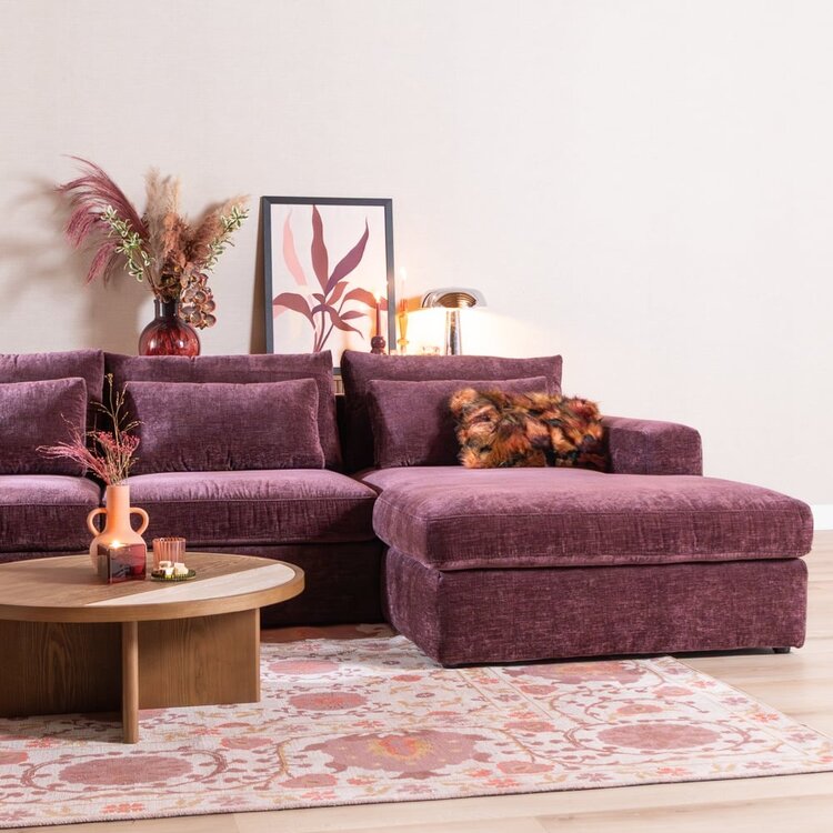 Canapé en U Kyle 6 places chenille violet