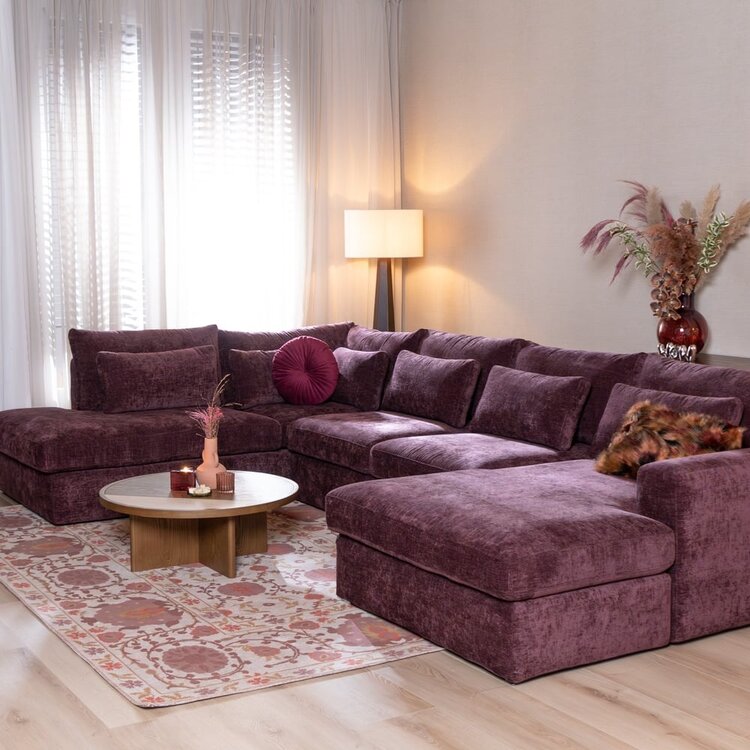 Canapé en U Kyle 6 places chenille violet